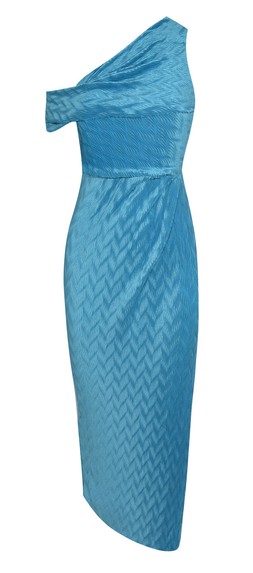 New Look Bright Blue Textured One Shoulder Slit Hem Midi Dress £37.99