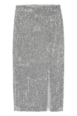 Silver Sequin Midi Skirt