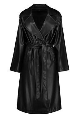 Black PU Trench Coat