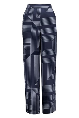 Blue Cut Stripe Wide Leg Trouser
