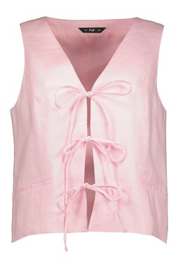 Pink Linen Tie Front Waistcoat