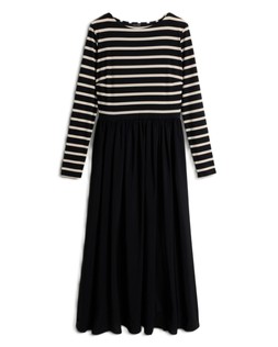 Black White Stripe Mixed Midi Dress