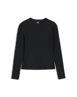 Black Ribbed LS Tee