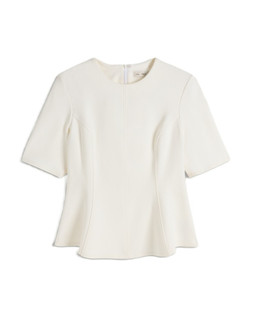 Cream Ponte Seamed Peplum Top