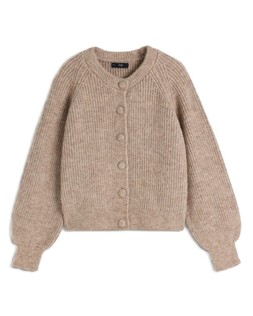 Neutral Ribbed Button Covered Cardigan