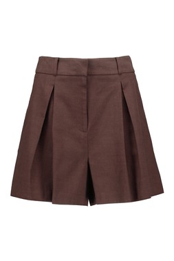 Chocolate Slub Inverted Pleated Short