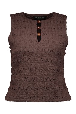 Brown Bubble Textured Co Ord Top