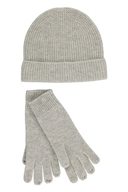 L 2P Cashmere Hat and Glove Set