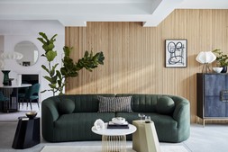 Izzie four-seater sofa in Forest Green bouclé