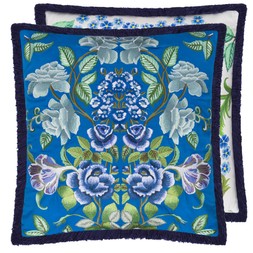 ELEONORA EMBROIDERED COBALT COTTON CUSHION CCDG1504