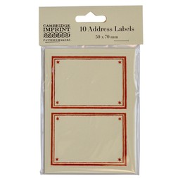 Packet of 10 Self-Adhesive Labels with Crimson Border