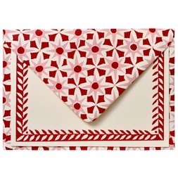 Ten Postcards with Patterned Border in Crimson