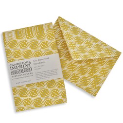Packet of Ten Patterned Envelopes in Selvedge Mustard