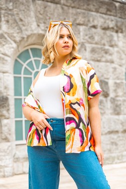 Roman Curve Green Watercolour Printed Shirt
