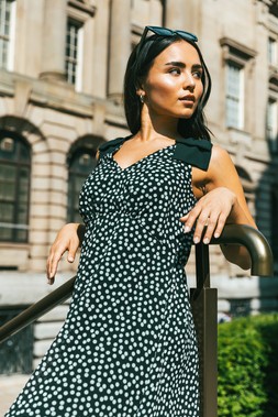 Roman Petite Spot Print Bow Midi Dress