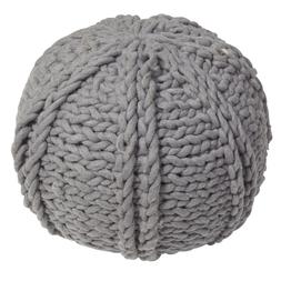 Grey Knitted Poof
