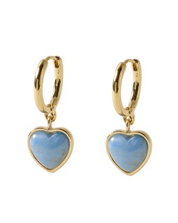 Liza Blue Resin Heart Drop Hoop Earrings