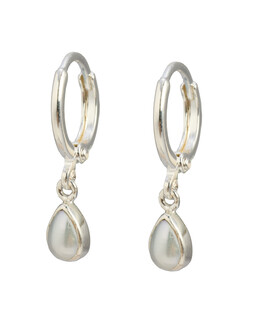 Auden Tiny Teardrop Pearl & Silver Plated Huggie Earrings £29.5	€38.5