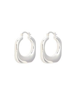 Codi Curved Square Shiny Silver Tone Hoop Earrings £18