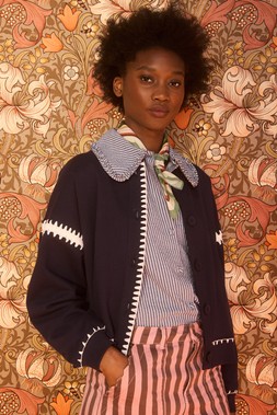 Navy Blue Button Up Bomber Jacket £70 (2)