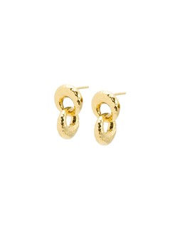 Oliver Bonas Sade Hammered Double Loop Gold Plated Drop Earrings £42