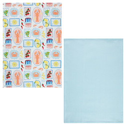 B&M HOME SS26 // ISLE LIFE - LIMITED TIME ONLY // 2PK MULTI DESIGN PRINTED TEA TOWELS // £2.50 //