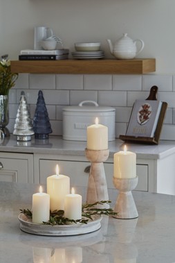 PADSTOW WHITE WASH WOODEN CANDLE HOLDER H22CM D9CM £24.99, PADSTOW WHITE WASH WOODEN CANDLE HOLDER H14CM D9CM £19.99