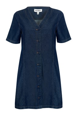 Indigo Denim Button Up Mini Dress