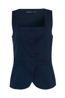 Navy Square Neck Tailored Waistcoat