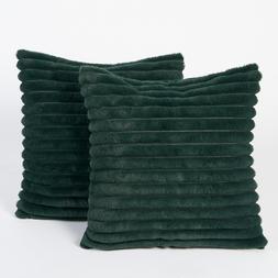 OHS Faux Fur Thick Ribbed Cushion Covers - Green- &pound;8.50