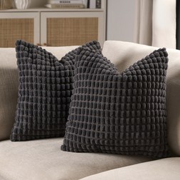 OHS Bobble Textured Cushion Covers - Charcoal - £11