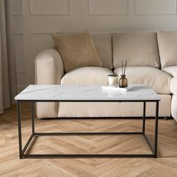 OHS Marble Coffee Table with Metal Frame - White
