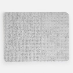OHS Faux Fur Bubble Rug - Silver - £27