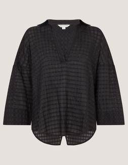 Nora Textured Cotton Shirt Black