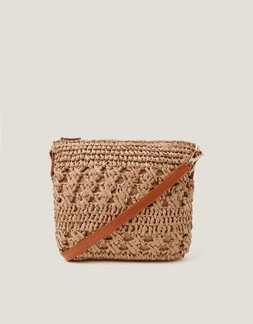 Amber Raffia Crochet Cross-Body Bag