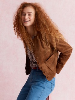 Isla Faux Suede Jacket Brown