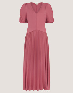 Mindy Pleated Jersey Midi Dress Pink
