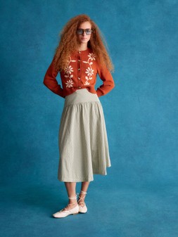 Fiona Floral Embroidered Cardigan Orange