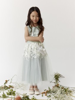 Felicity Floral Embroidered Mesh Dress Green