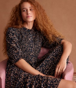 Aurelie Floral Jersey Midi Dress Black
