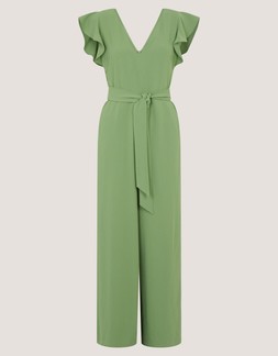 Riri V-Neck Frill Jumpsuit Green