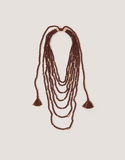 Bead Tassel Layered Necklace