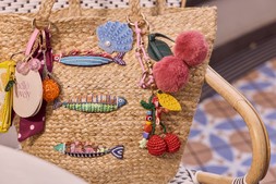 Beaded Fish Woven Basket Bag