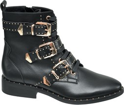 Deichmann Black Buckle Detail Ankle Boot